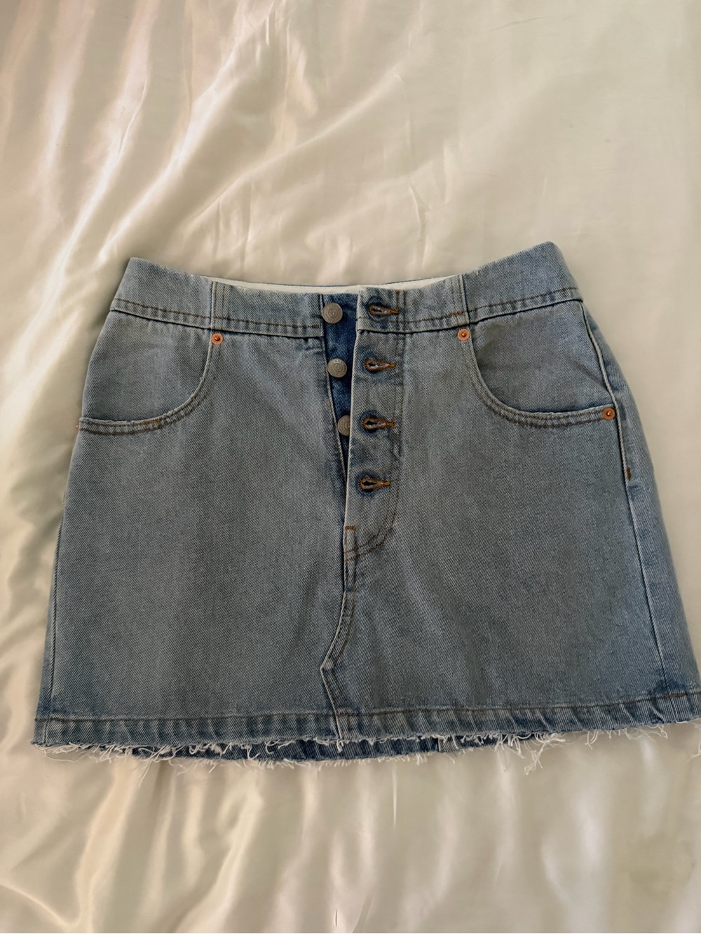 Maison Margiela Light Blue Denim Button-Front Mini Skirt